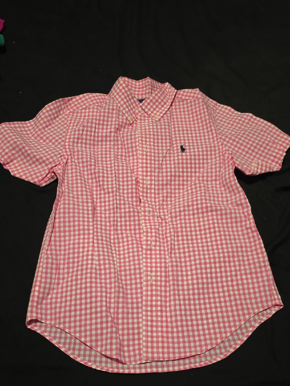 Ralph Lauren Pink and White Gingham Short Sleeve Shirt